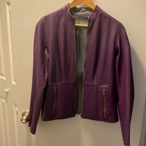 REVERSIBLE Pewter and Purple Leather Jacket Size S/M